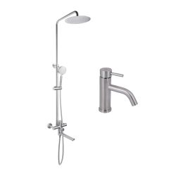 Комплект для душевої Душова система Aria 1033, Nickel (k35) на три споживача LDARI1033NKS46109 Lidz+Змішувач для раковини низький Aria 0011F, Nickel (k35)