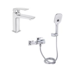Акційний набір для Ванної кімнати Qtap Tern Змішувач для раковини QTTER2701CRM47584 Chrome+Qtap Tern Змішувач для ванни QTTER259CRM47586 Chrome
