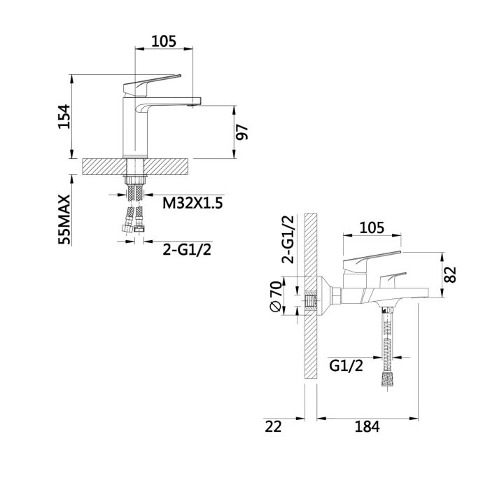 Акційний набір Qtap: Stenava New Змішувач для раковини QTSTE270CRM45535 Chrome + Stenava New Змішувач для ванни QTSTE259CRM45537 Chrome