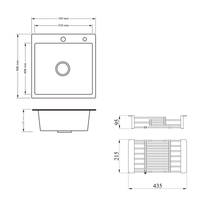 Комплект Lidz Handmade H5050H Мийка для кухні інтегрована Decor Honeycomb у комплекті з дозатором + Lidz K01G Корзина для кухонної мийки