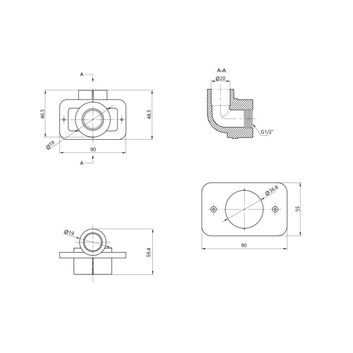 Кутик PPR Blue Ocean настінний 20х1/2", 90° ВР
