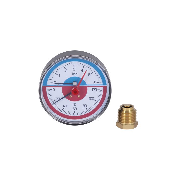 Термоманометр Icma 1/2" 0-6 бар, заднє підключення №259