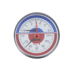 Термоманометр Icma 1/2" 0-6 бар, заднє підключення №259