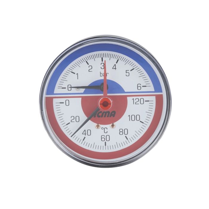 Термоманометр Icma 1/2" 0-6 бар, заднє підключення №259