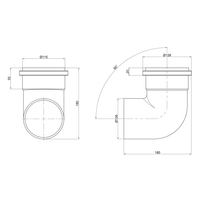 Коліно PPR каналізаційне TA Sewage 110, 90°